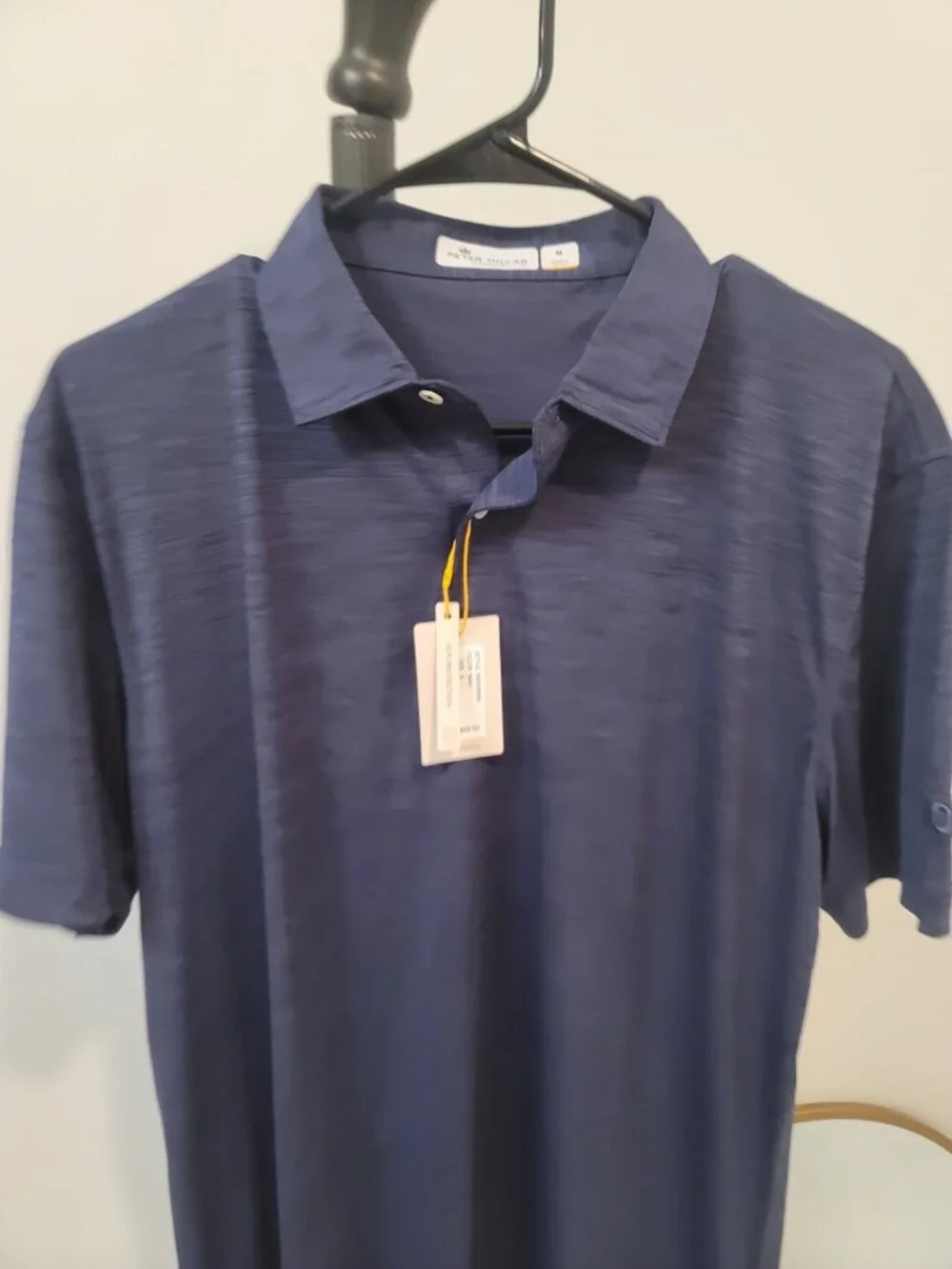 Peter Millar Featherweight Polo Shirt Blue Golf Ball Cocktail Embroidered M NEW